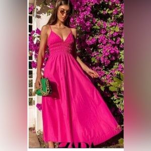 pink zara maxi dress
